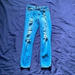 Dark blue rip jeggings
